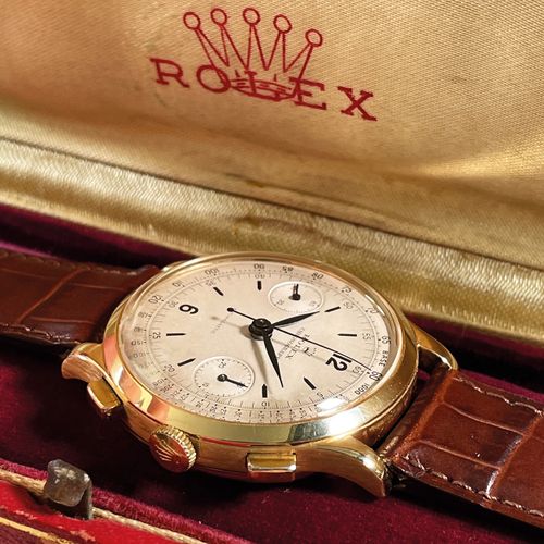 Rolex A stunning and extremely rare, vintage antimagnetic wrist chronograph with&hellip;