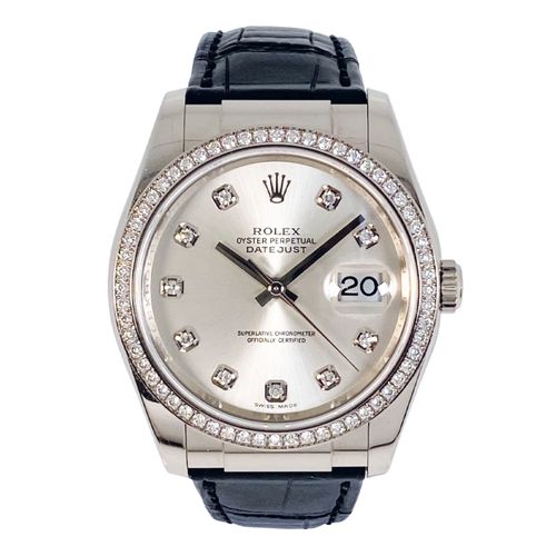 Rolex (*) A very attractive diamond-set wristwatch with date and original box

M&hellip;