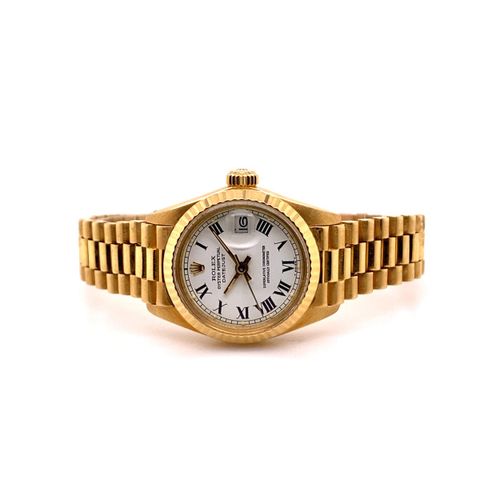 Rolex Charmante montre-bracelet pour dame avec date et rare cadran "Buckley" - a&hellip;