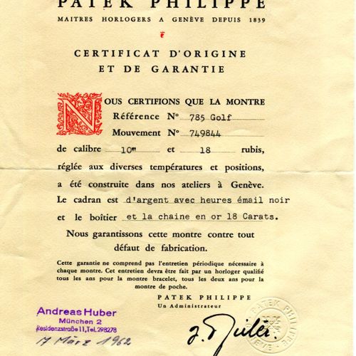 Patek Philippe 精致的、极其罕见的日内瓦高尔夫怀表，带Gay Frères表链，由Gilbert Albert设计，于1962年3月7日售出--带&hellip;