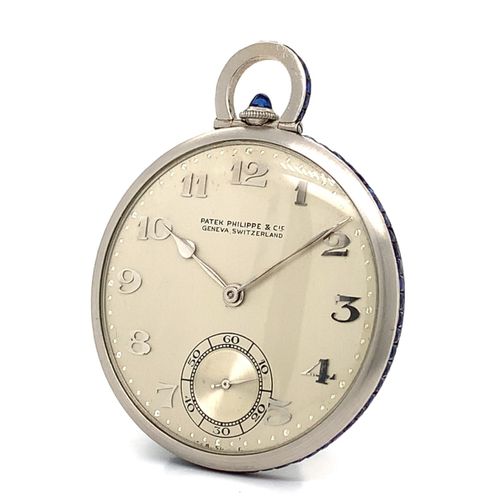 Patek Philippe (*) Elegante reloj de bolsillo ginebrino plano en caja de platino&hellip;