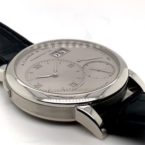 A. Lange & Söhne A heavy and rare Glashuette platinum wristwatch with Lange over&hellip;