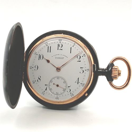 Lange & Söhne (*) An extremely rare Glashuette hunting case pocket watch in blac&hellip;