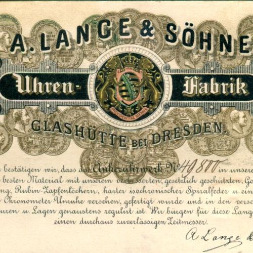 Lange & Söhne 极其精美，极其罕见的格拉苏蒂Savonnette，带四分之一重复装置，1908年以948马克售出，以优质的1A制造 - 带有原始盒子&hellip;