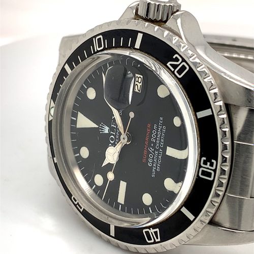 Rolex A diver's popular vintage wristwatch with date and red Submarine writing o&hellip;