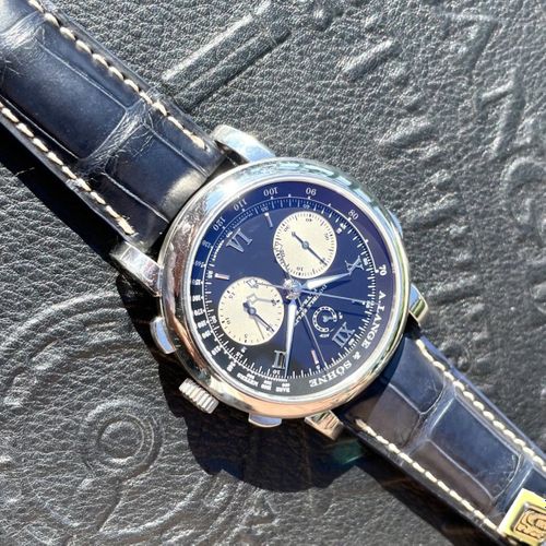 A. Lange & Söhne A heavy Glashuette platinum wristwatch with flyback chronograph&hellip;