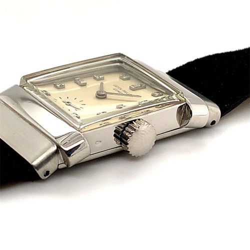 Patek Philippe Seltene, elegante Genfer Vintage Platin Armbanduhr mit Brillantin&hellip;