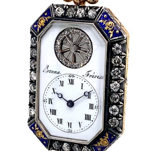Bonna Fréres (*) An extraordinary, octagonal shaped pendant watch with quarter r&hellip;