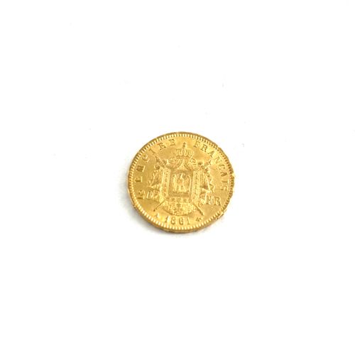 Pièce en or de 20 francs Napoléon III tête laurée. 
1861 A (x1) 
 
A : atelier P&hellip;
