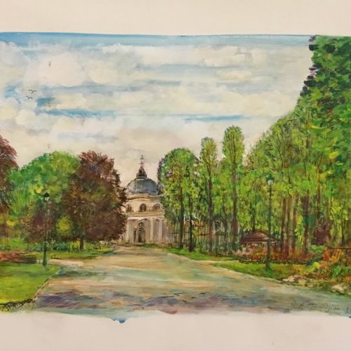 MOMDJIAN Garabed 
Gouache on paper, signed, titled, dated, "Paris parc Monceau" &hellip;