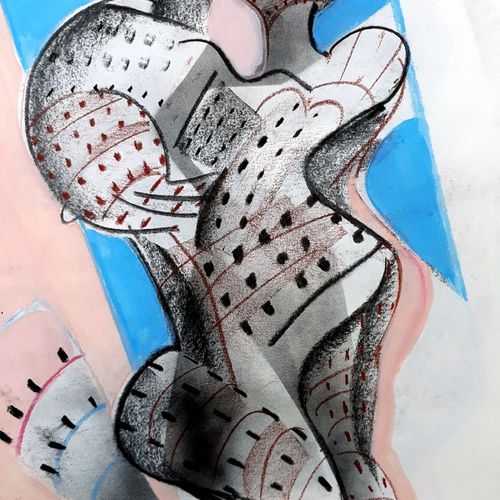 GALLEGO Antonio (né en 1956) 
Femme-cité 2020, 
Technique mixte sur papier 
Sign&hellip;