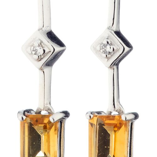 Null Colored stone earrings. White gold 585. With 2 peridot, 2 topaz, 2 citrine &hellip;