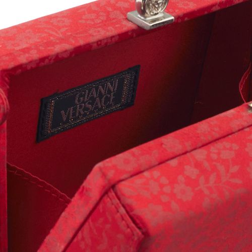 Null Sac de soirée "Gianni Versace". Textile rouge avec motif floral. Sac à pous&hellip;