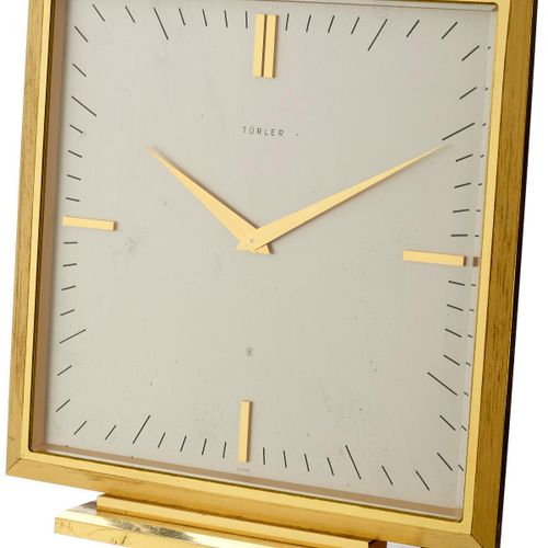 Null Table clock Türler. Gilded brass case. Silver colored dial with applied gil&hellip;