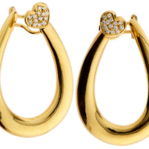 Null Boucles d'oreilles en diamant. Or jaune 750, Italie. 28 brillants, env. 0.3&hellip;