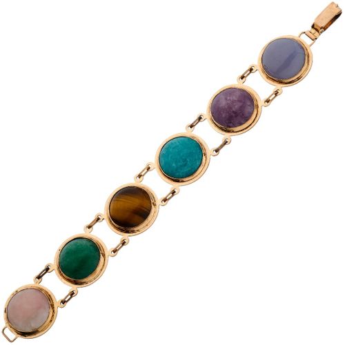 Null Gemstone bracelet. Rose gold approx. 333. 6 gemstone cabochons. 17.5 cm x 2&hellip;
