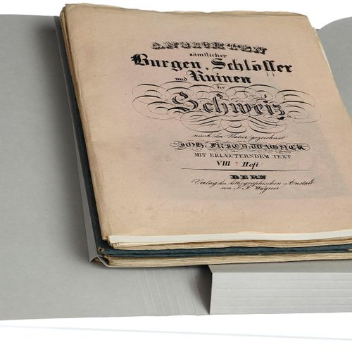 Null Wagner, J.F. Ansichten von Burgen, Schlössern und Ruinen. Bern um 1840. Lot&hellip;