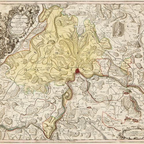 Null 巴塞尔、沙夫豪森和苏黎世 三幅彩色铜雕地图。18世纪上半叶 "Pagi Basileensis qui pars est reipublicae He&hellip;
