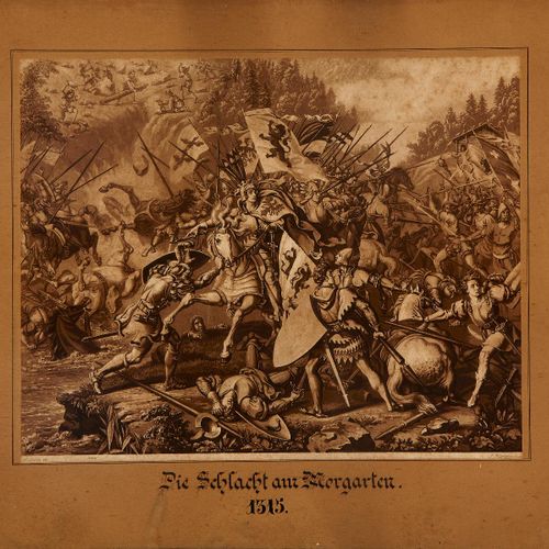 Null Disteli Martin 19° sec. Raffigurante le battaglie di Morgarten (1315), Laup&hellip;