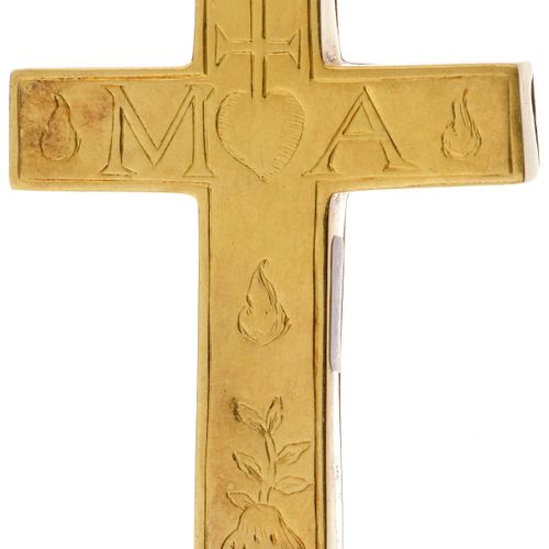 Null Reliquary cross early 20th c. Reliquary cross, silver gilded. With hinged l&hellip;