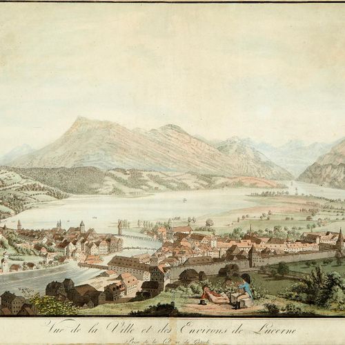 Null Schmidt David Alois XIX secolo "Vue de la Ville et des Environs de Lucerne &hellip;