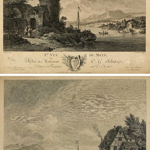 Null Schütz Christian Georg um 1760. "Ière Vue du Mein" und "IIème Vue du Mein".&hellip;