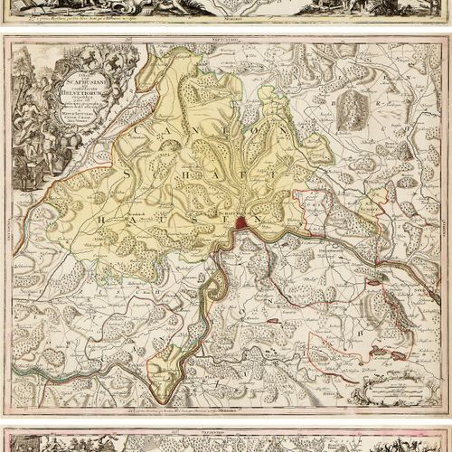 Null Basilea, Schaffhausen y Zúrich Tres mapas coloreados grabados en cobre. 1ª &hellip;