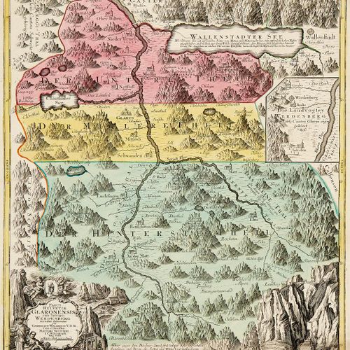 Null Appenzell, Glarus, Schwyz & Uri Quattro mappe colorate incise in rame. 1° m&hellip;