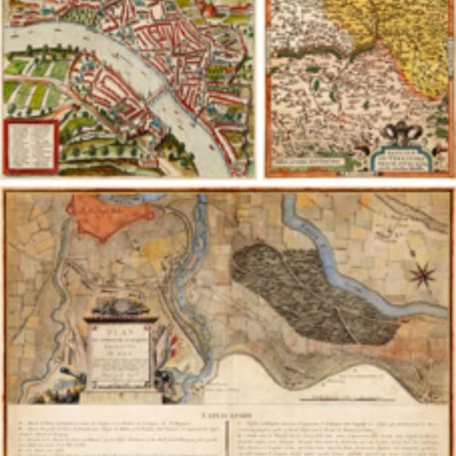 Null Basel Three colored copper engraved maps. 16th century and 18th century res&hellip;