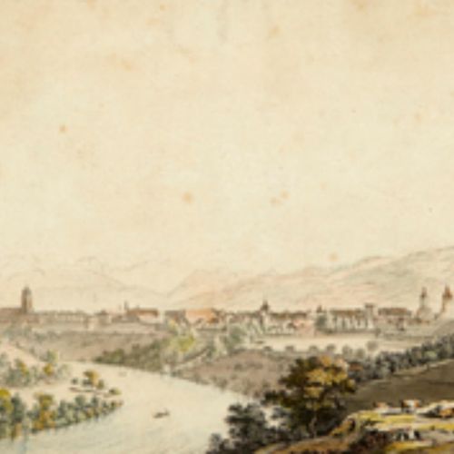 Null Aberli Johann Ludwig 18世纪 "La Ville de Berne du Coté du Nord"。略有污损和修剪 高度：20&hellip;