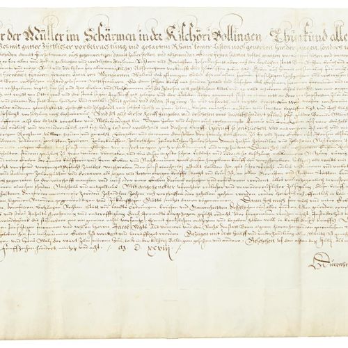 Null Lettre d'achat de 1598 concernant un bois appelé "Falkenacker"... Situé à B&hellip;