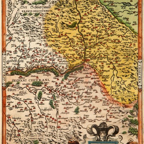 Null 巴塞尔 三幅彩色铜雕地图。16和18世纪，"Basiliensis Territorii Descriptio Nova"，Sebastian Mün&hellip;