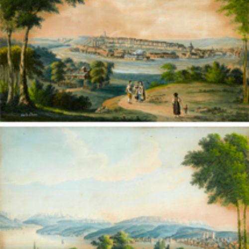 Null Keller Hans Heinrich 19e s. "Vue de Lucerne" et "Vue de Berne". Les deux fe&hellip;