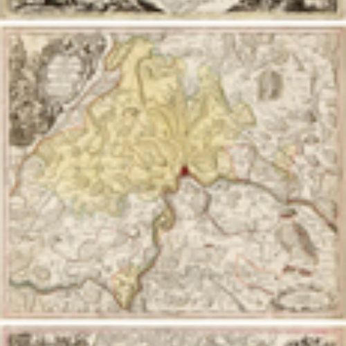 Null Basilea, Sciaffusa e Zurigo Tre mappe colorate incise in rame. 1a metà del &hellip;