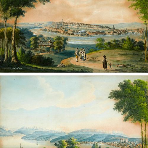 Null Keller Hans Heinrich 19th century "Vue de Lucerne" and "Vue de Berne". Both&hellip;