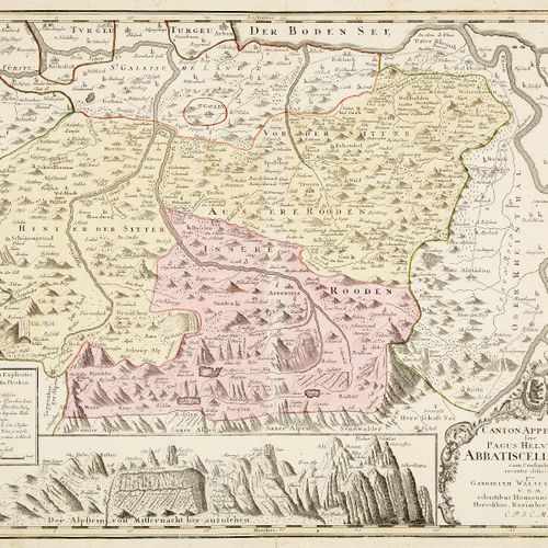 Null Appenzell Mappa colorata incisa in rame. 1768. "Canton Appenzell sive Pagus&hellip;