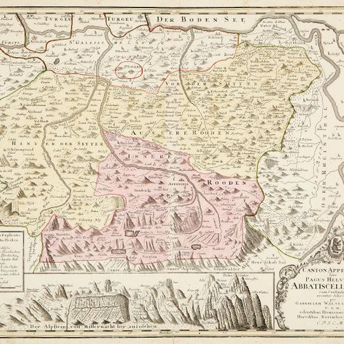 Null Appenzell Colored copper engraved map. 1768. "Canton Appenzell sive Pagus H&hellip;