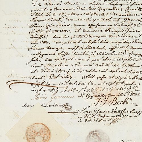 Null Document "Pierre Ochs" Bâle, 1795. Homme politique et historien bâlois Pier&hellip;