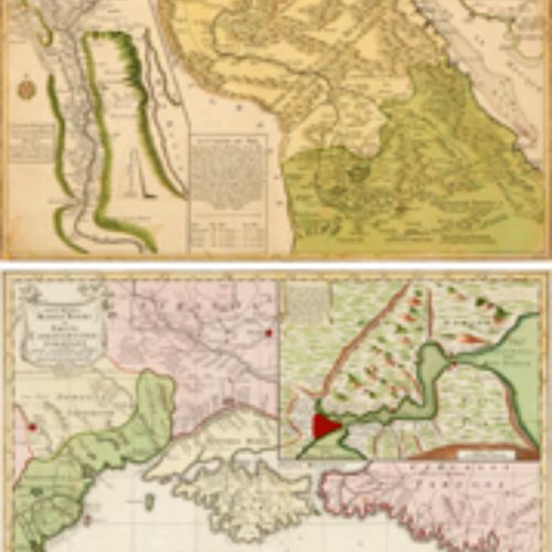 Null Nilo - Mar Negro Dos mapas grabados en cobre a color. Mediados del siglo XV&hellip;