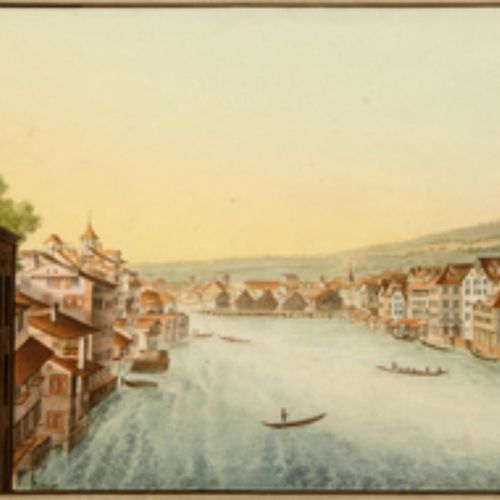 Null Aschmann Johann Jakob Vers 1800. "Vue de la Ville de Zurich, prise à l'Aube&hellip;
