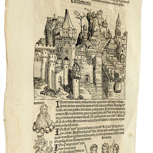 Null Hartmann Schedel Liber Chronicarum, Nürnberg 1493.12张单页，部分半页木刻，介绍了以下城市：科林斯、&hellip;