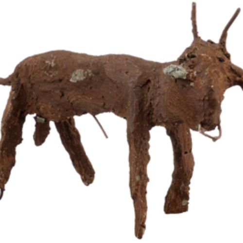 Null 布莱克-乌尔里希无符号。阴囊上的骨折。长度：21厘米高度：11.5厘米。镶嵌在棕色中的水泥雕塑
