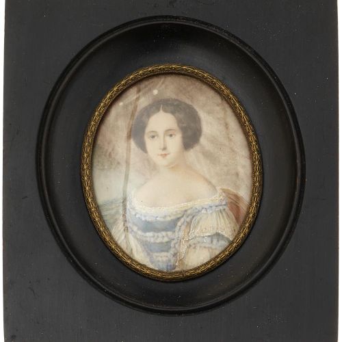 Null Cinq portraits miniatures
18e/19e s. Miniatures polychromes fines sur diffé&hellip;