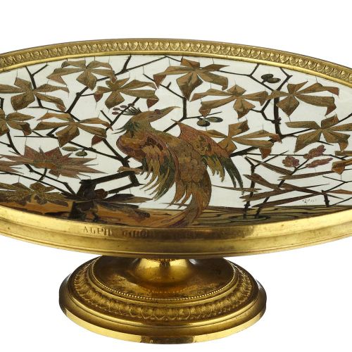 Null 大型装饰碗Ferdinand Duvinage, Alphonse Giroux
巴黎，约1880年。 黄铜镶嵌两只鸟，精雕细琢，Alphonse G&hellip;
