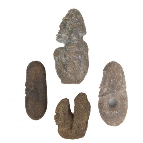 Solomon Islands four carved stone objects. Îles Salomon quatre objets en pierre &hellip;