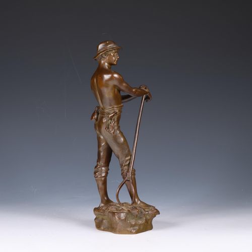 Charles Levy (1840-1899), bruin gepatineerd bronzen sculptuur 'Le Faneur' ca. 18&hellip;
