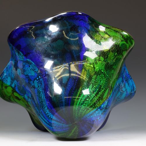 Murano, glazen geschulpte schaal, Venini; Muranoglas, Venini; Schale mit eingesc&hellip;
