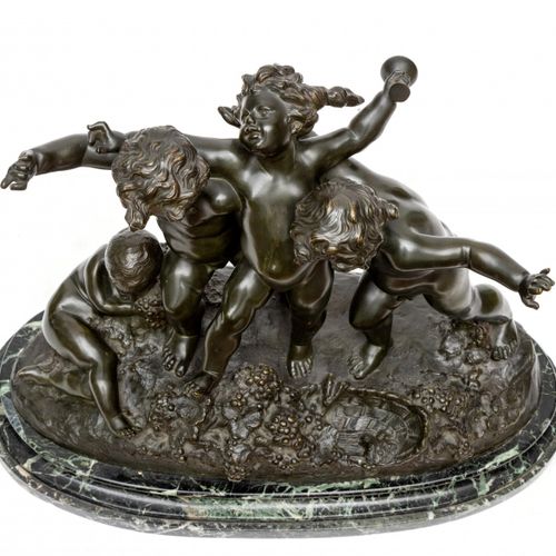Albert-Ernest Carrier-Belleuse (1824-1887), groen gepatineerd bronzen sculptuur &hellip;