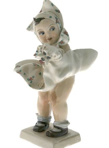 CARLO MOLLICA "Colpo di vento", statuina in ceramica, anni '50 Marchio impresso:&hellip;