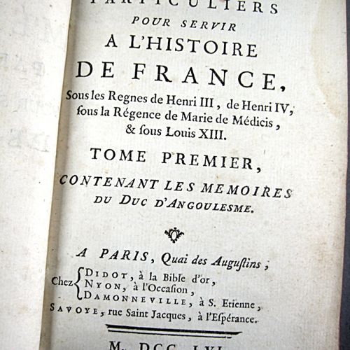 2.[ALGAY DE MARTIGNAC（Etienne d'）。为法国历史服务的特别备忘录，在亨利三世、亨利四世、玛丽 德 梅迪西的崛起和路易十三时期，包括&hellip;
